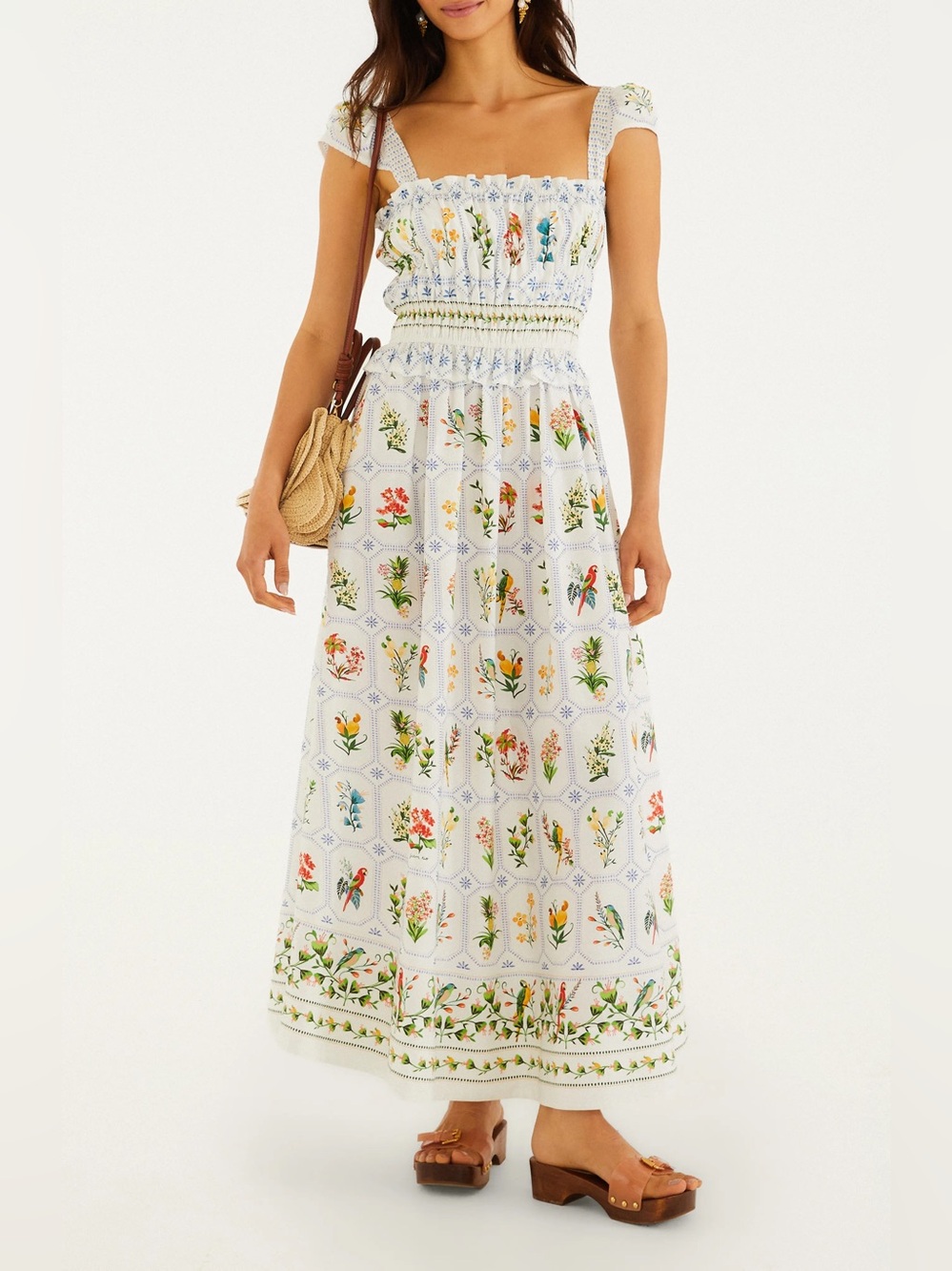 NWT FARM Rio Tropical Porcelain Print Maxi 100% Cotton